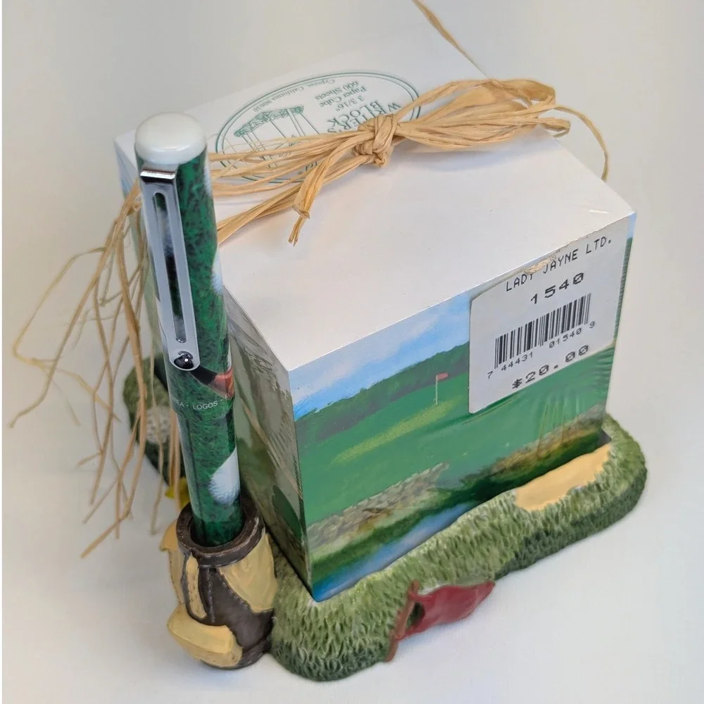 Lady Jayne Ltd Golf Writer's Memo Pad, Pen & Holder Set Office Desk Accessory